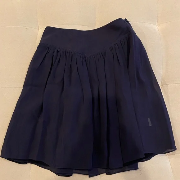 odille sz0 navy blue Silk Chiffon mini skirt - Picture 1 of 7